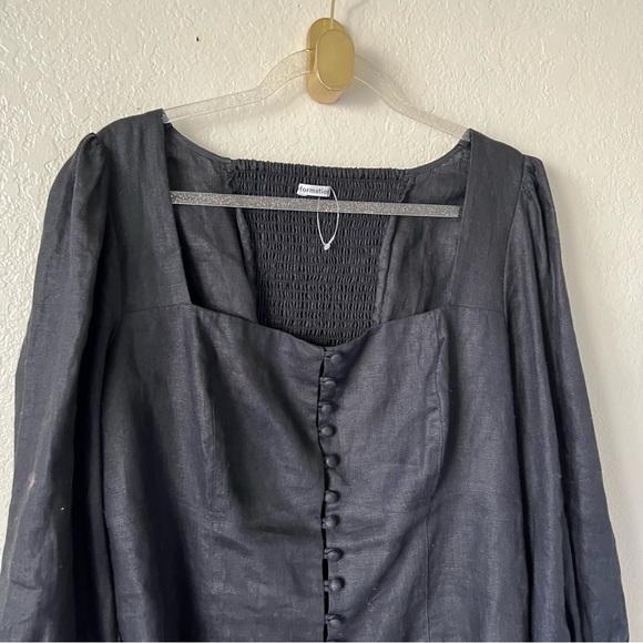 NEW Reformation MICAH CROPPED SMOCKED LINEN TOP size 16 - Picture 3 of 11